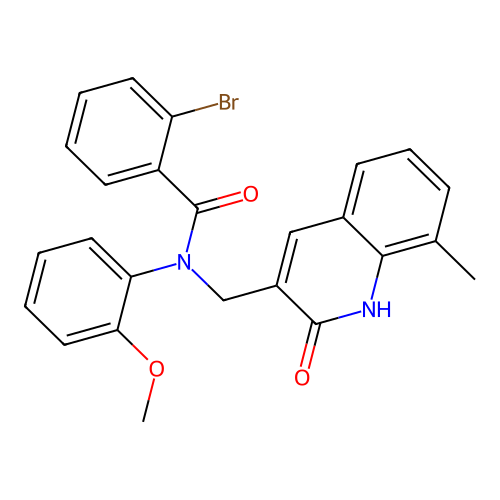 2-bromo-N-(2-methoxyphenyl)-N-[(8-methyl-2-oxo-1H-quinolin-3-yl)methyl]benzamide structure