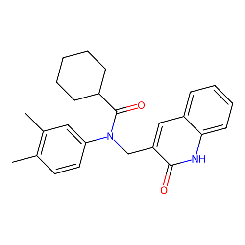 N-(3,4-dimethylphenyl)-N-[(2-oxo-1H-quinolin-3-yl)methyl]cyclohexanecarboxamide structure
