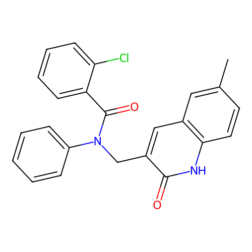 2-chloro-N-((2-hydroxy-6-methylquinolin-3-yl)methyl)-N-phenylbenzamide structure