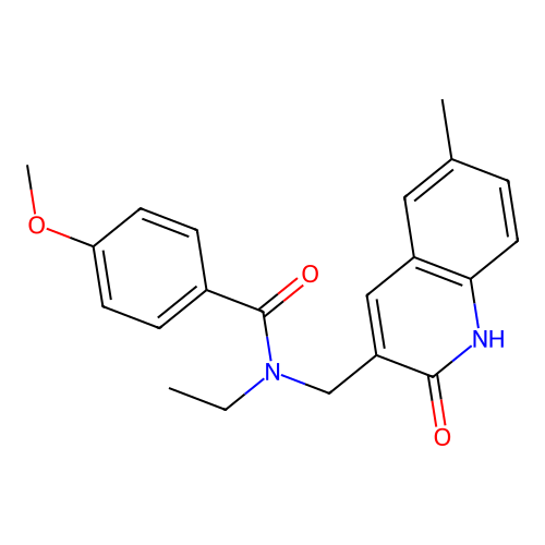 N-ethyl-4-methoxy-N-[(6-methyl-2-oxo-1H-quinolin-3-yl)methyl]benzamide structure