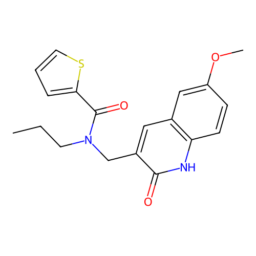 N-[(6-methoxy-2-oxo-1H-quinolin-3-yl)methyl]-N-propylthiophene-2-carboxamide structure