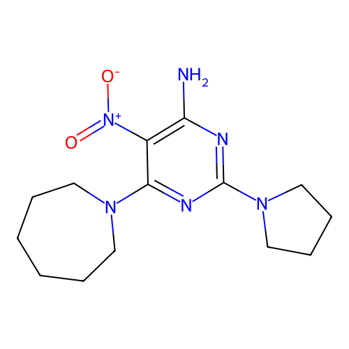 6-(Azepan-1-yl)-5-nitro-2-(pyrrolidin-1-yl)pyrimidin-4-amine structure