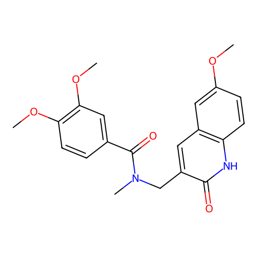 3,4-dimethoxy-N-[(6-methoxy-2-oxo-1H-quinolin-3-yl)methyl]-N-methylbenzamide structure