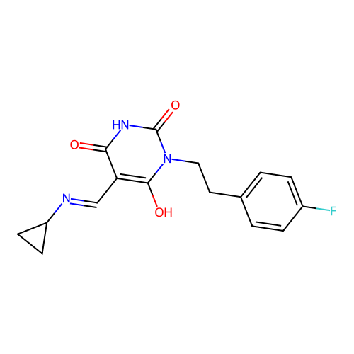 5-[(cyclopropylamino)methylidene]-1-[2-(4-fluorophenyl)ethyl]-1,3-diazinane-2,4,6-trione structure