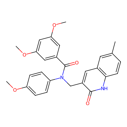 3,5-dimethoxy-N-(4-methoxyphenyl)-N-[(6-methyl-2-oxo-1H-quinolin-3-yl)methyl]benzamide structure