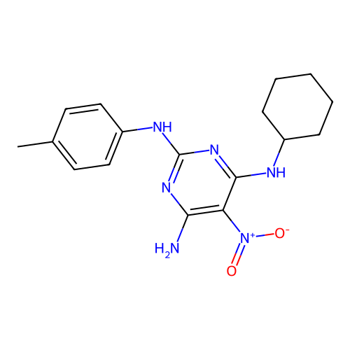 {6-Amino-2-[(4-methylphenyl)amino]-5-nitropyrimidin-4-yl}cyclohexylamine structure