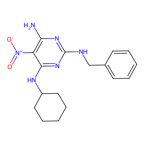 {6-Amino-5-nitro-2-[benzylamino]pyrimidin-4-yl}cyclohexylamine structure