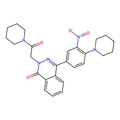 4-(3-nitro-4-(piperidin-1-yl)phenyl)-2-(2-oxo-2-(piperidin-1-yl)ethyl)phthalazin-1(2H)-one structure