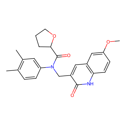 N-(3,4-dimethylphenyl)-N-((2-hydroxy-6-methoxyquinolin-3-yl)methyl)tetrahydrofuran-2-carboxamide structure