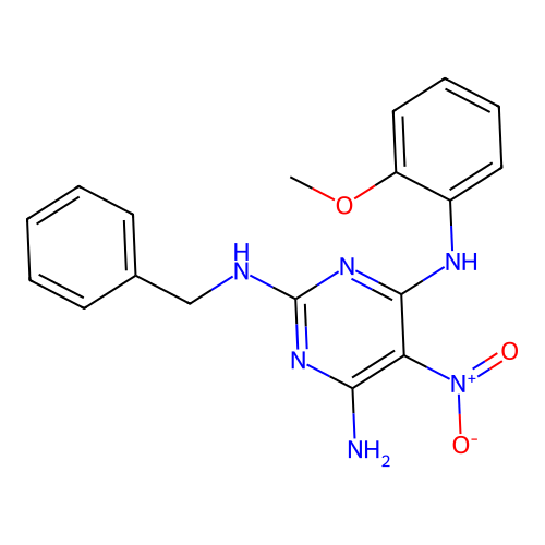 {6-Amino-5-nitro-2-[benzylamino]pyrimidin-4-yl}(2-methoxyphenyl)amine structure