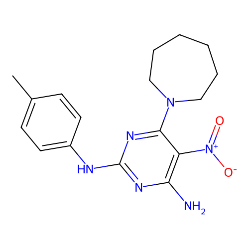 6-(azepan-1-yl)-N~2~-(4-methylphenyl)-5-nitropyrimidine-2,4-diamine structure