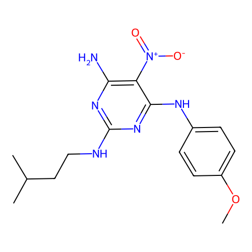 N~4~-(4-methoxyphenyl)-N~2~-(3-methylbutyl)-5-nitropyrimidine-2,4,6-triamine structure