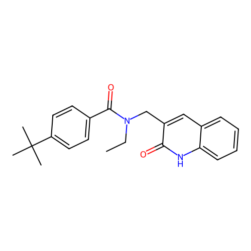 4-tert-butyl-N-ethyl-N-[(2-oxo-1H-quinolin-3-yl)methyl]benzamide structure