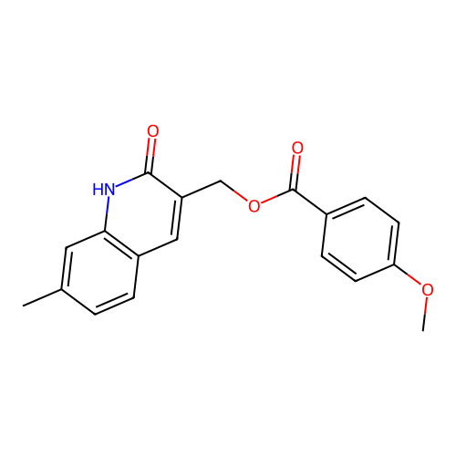 (7-methyl-2-oxo-1H-quinolin-3-yl)methyl 4-methoxybenzoate structure