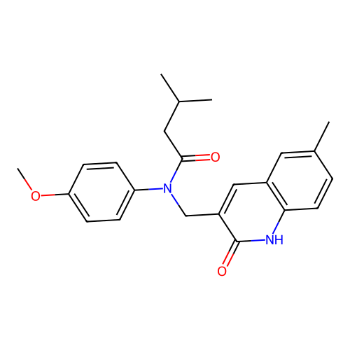 N-((2-hydroxy-6-methylquinolin-3-yl)methyl)-N-(4-methoxyphenyl)-3-methylbutanamide structure
