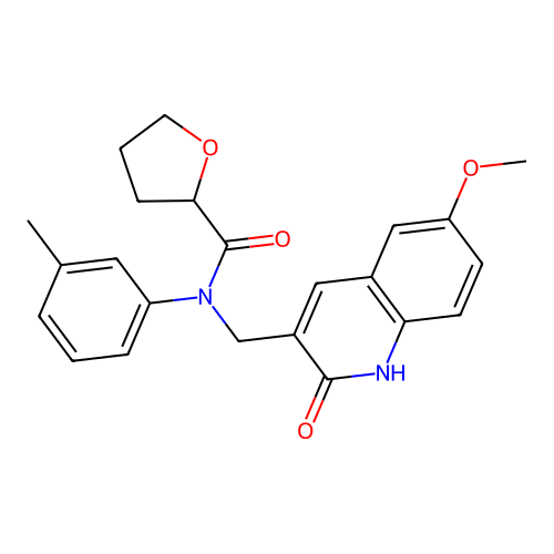N-((2-hydroxy-6-methoxyquinolin-3-yl)methyl)-N-(m-tolyl)tetrahydrofuran-2-carboxamide structure