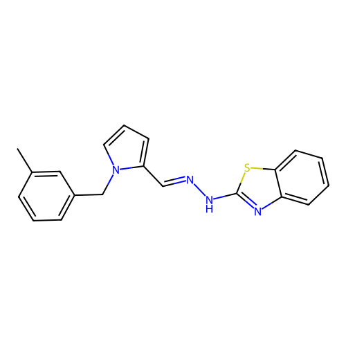 (E)-2-(2-((1-(3-methylbenzyl)-1H-pyrrol-2-yl)methylene)hydrazinyl)benzo[d]thiazole structure