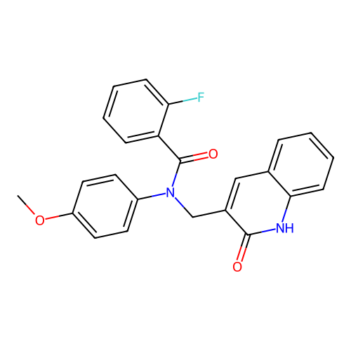 2-fluoro-N-(4-methoxyphenyl)-N-[(2-oxo-1,2-dihydroquinolin-3-yl)methyl]benzamide structure