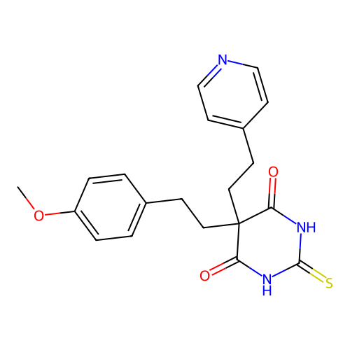 5-(4-methoxyphenethyl)-5-(2-(pyridin-4-yl)ethyl)-2-thioxodihydropyrimidine-4,6(1H,5H)-dione structure