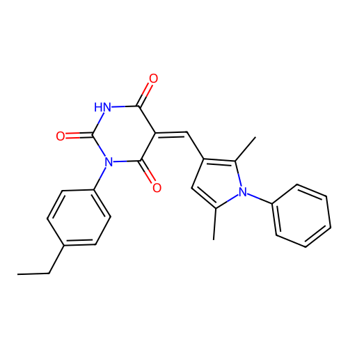 (5Z)-5-[(2,5-dimethyl-1-phenyl-1H-pyrrol-3-yl)methylidene]-3-(4-ethylphenyl)-6-hydroxypyrimidine-2,4(3H,5H)-dione structure