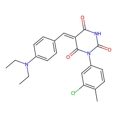 (5Z)-1-(3-chloro-4-methylphenyl)-5-[[4-(diethylamino)phenyl]methylidene]-1,3-diazinane-2,4,6-trione structure