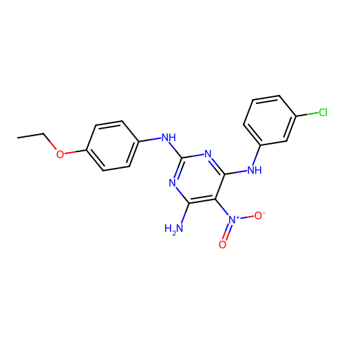 {6-Amino-2-[(4-ethoxyphenyl)amino]-5-nitropyrimidin-4-yl}(3-chlorophenyl)amine structure