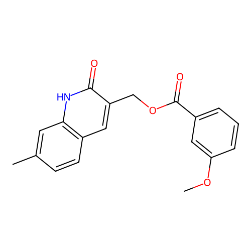 (7-methyl-2-oxo-1H-quinolin-3-yl)methyl 3-methoxybenzoate structure