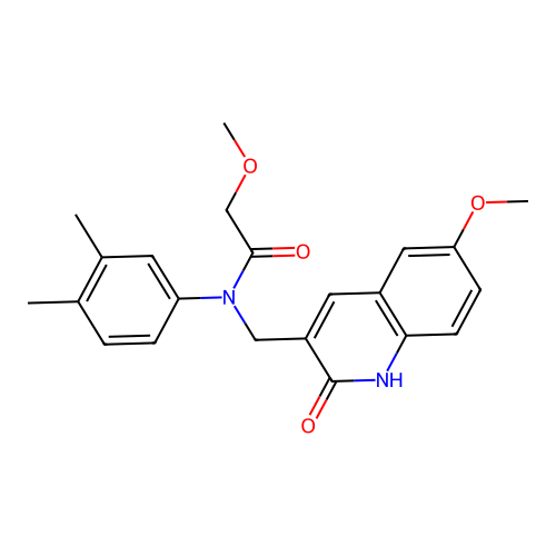 N-(3,4-dimethylphenyl)-N-((2-hydroxy-6-methoxyquinolin-3-yl)methyl)-2-methoxyacetamide structure