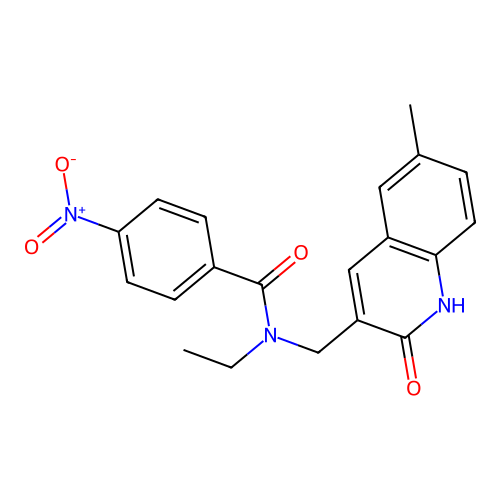 N-ethyl-N-[(6-methyl-2-oxo-1H-quinolin-3-yl)methyl]-4-nitrobenzamide structure