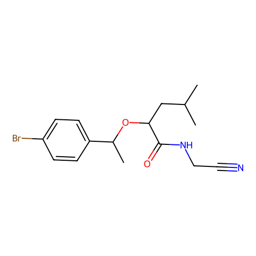 2-[1-(4-bromophenyl)ethoxy]-N-(cyanomethyl)-4-methylpentanamide structure