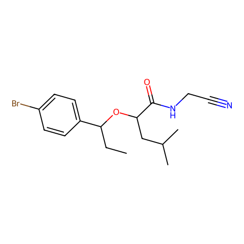 2-[1-(4-bromophenyl)propoxy]-N-(cyanomethyl)-4-methylpentanamide structure