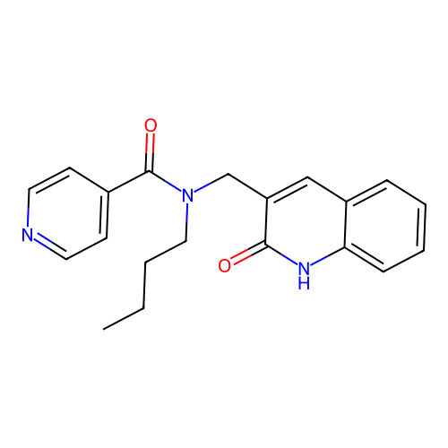 N-butyl-N-[(2-oxo-1,2-dihydroquinolin-3-yl)methyl]pyridine-4-carboxamide structure