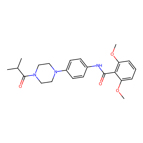 2,6-dimethoxy-N-{4-[4-(2-methylpropanoyl)piperazin-1-yl]phenyl}benzamide structure