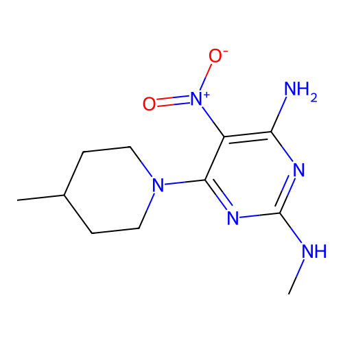 [4-Amino-6-(4-methylpiperidyl)-5-nitropyrimidin-2-yl]methylamine structure