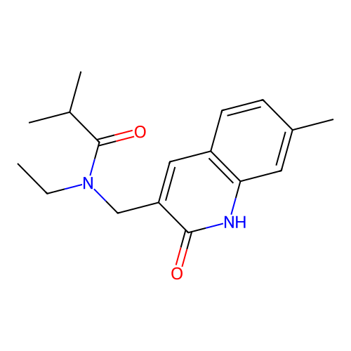N-ethyl-2-methyl-N-[(7-methyl-2-oxo-1,2-dihydroquinolin-3-yl)methyl]propanamide structure