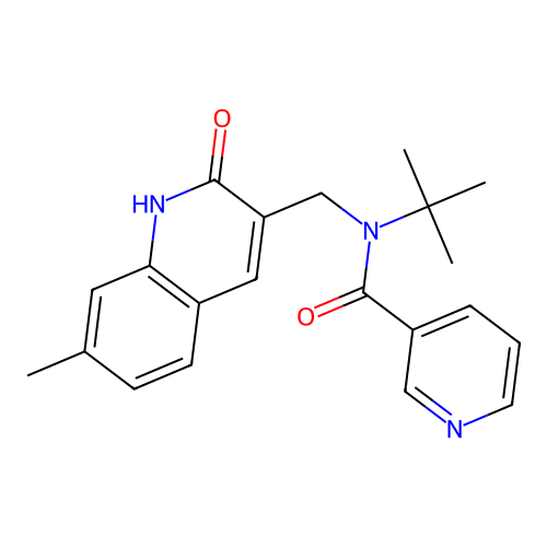 N-tert-butyl-N-[(7-methyl-2-oxo-1H-quinolin-3-yl)methyl]pyridine-3-carboxamide structure