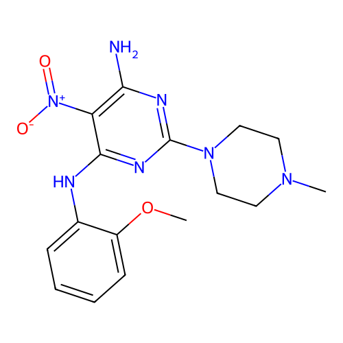 [6-Amino-2-(4-methylpiperazinyl)-5-nitropyrimidin-4-yl](2-methoxyphenyl)amine structure