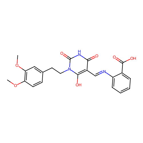 2-[[1-[2-(3,4-dimethoxyphenyl)ethyl]-2,4,6-trioxo-1,3-diazinan-5-ylidene]methylamino]benzoic Acid structure