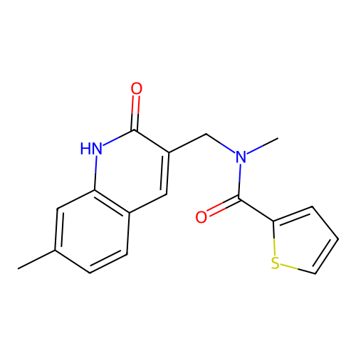 N-((2-hydroxy-7-methylquinolin-3-yl)methyl)-N-methylthiophene-2-carboxamide structure