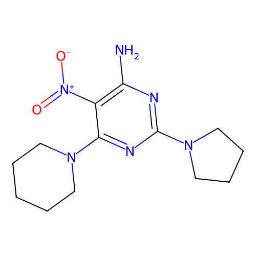 5-Nitro-6-(piperidin-1-yl)-2-(pyrrolidin-1-yl)pyrimidin-4-amine structure