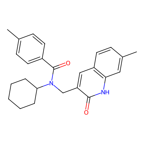 N-cyclohexyl-N-((2-hydroxy-7-methylquinolin-3-yl)methyl)-4-methylbenzamide structure