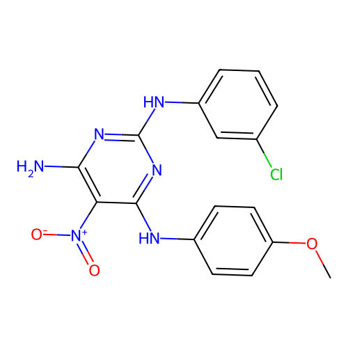 N~2~-(3-chlorophenyl)-N~4~-(4-methoxyphenyl)-5-nitropyrimidine-2,4,6-triamine structure