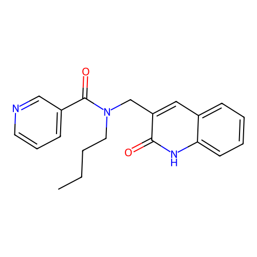 N-butyl-N-[(2-oxo-1,2-dihydroquinolin-3-yl)methyl]pyridine-3-carboxamide structure