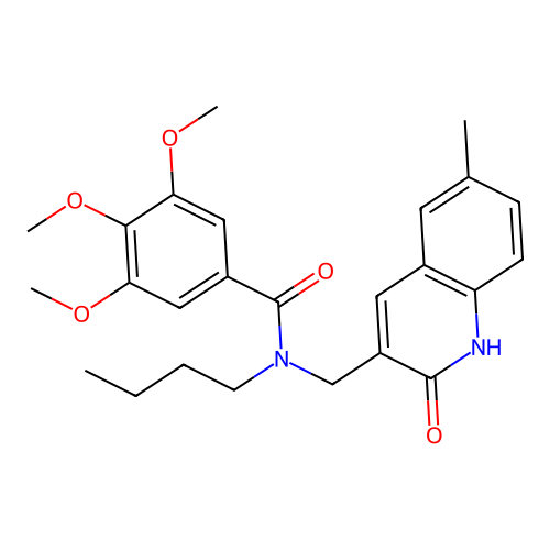 N-butyl-3,4,5-trimethoxy-N-[(6-methyl-2-oxo-1H-quinolin-3-yl)methyl]benzamide structure