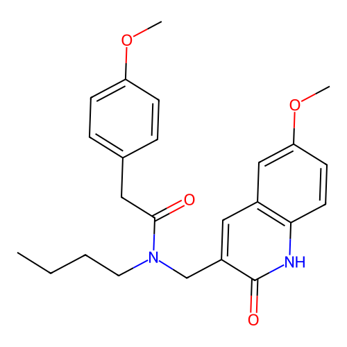 N-butyl-N-((2-hydroxy-6-methoxyquinolin-3-yl)methyl)-2-(4-methoxyphenyl)acetamide structure