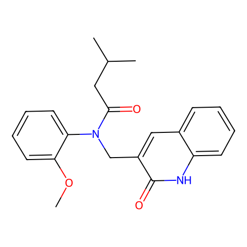 N-(2-methoxyphenyl)-3-methyl-N-[(2-oxo-1H-quinolin-3-yl)methyl]butanamide structure