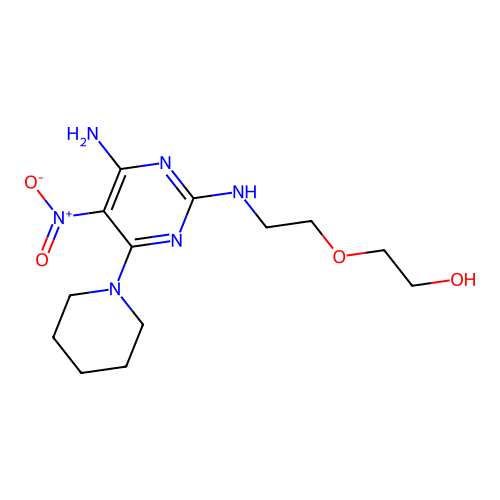 2-(2-((4-Amino-5-nitro-6-(piperidin-1-yl)pyrimidin-2-yl)amino)ethoxy)ethanol structure