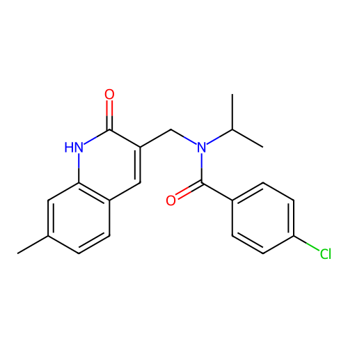 4-chloro-N-((2-hydroxy-7-methylquinolin-3-yl)methyl)-N-isopropylbenzamide structure
