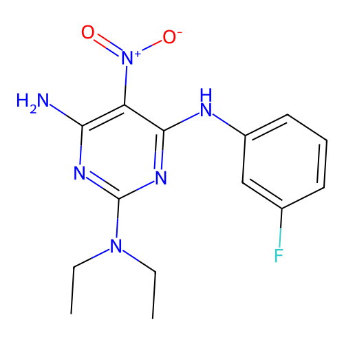 {4-Amino-6-[(3-fluorophenyl)amino]-5-nitropyrimidin-2-yl}diethylamine structure