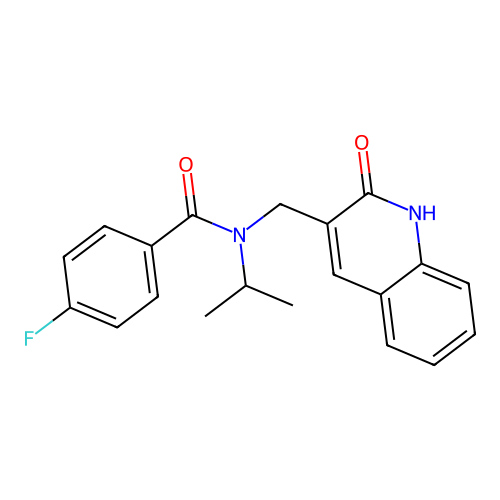 4-fluoro-N-[(2-oxo-1H-quinolin-3-yl)methyl]-N-propan-2-ylbenzamide structure